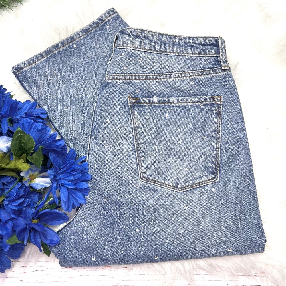 KanCan Light Blue Straight Leg Jeans with Rhinestone Detail